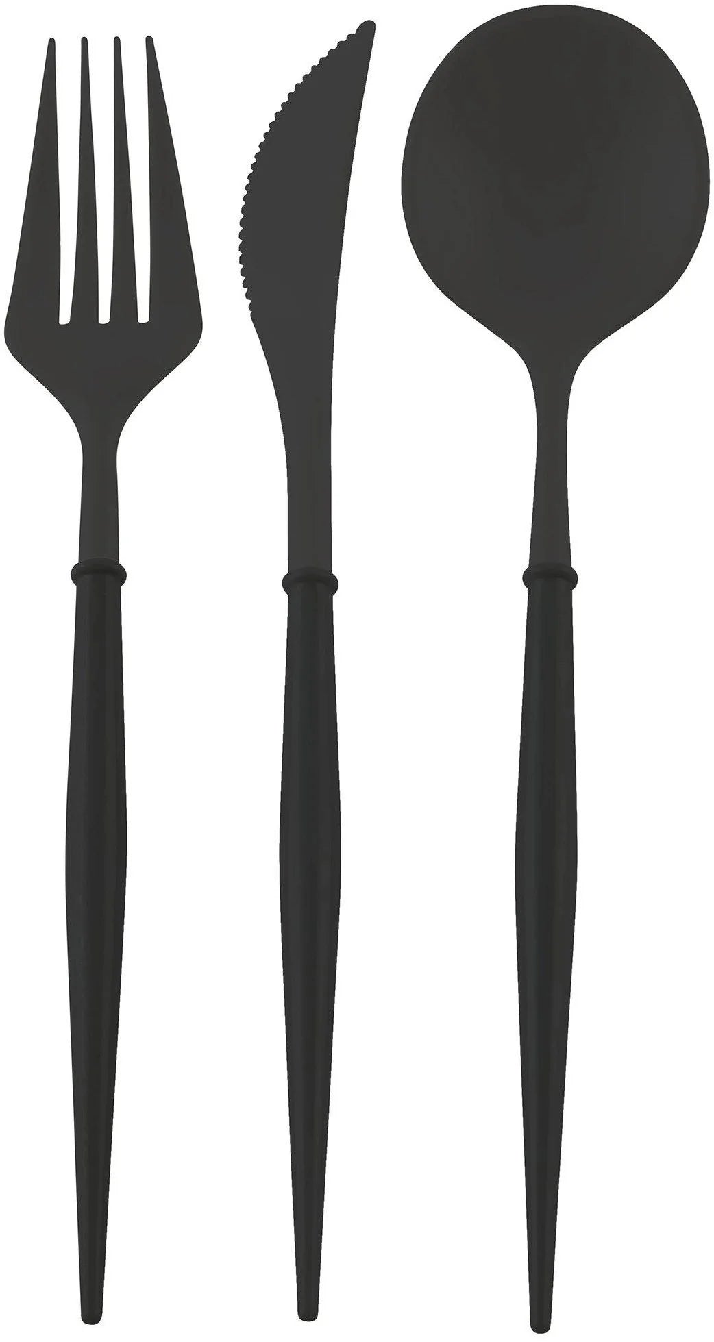 All Black Bella Assorted Plastic Cutlery/24pc, Service for 8